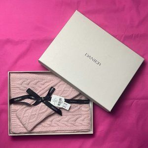 NEW! DANIER 100% Cashmere PALE PINK Scarf and Headband Ear Warmer in a Gift Box